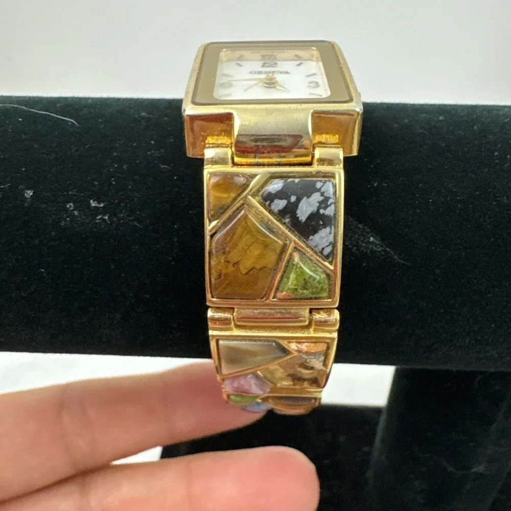 Geneva Gemstone Watch Gold tone (Need Battery)